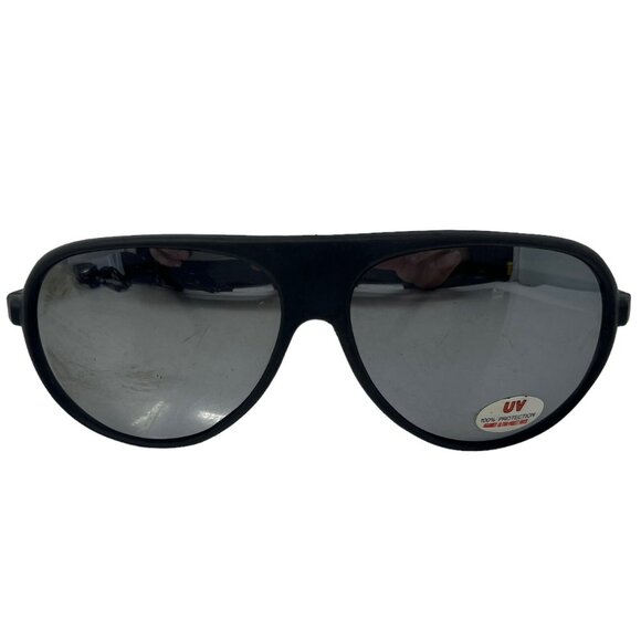 Vintage Aviator Sunglasses Black Plastic Retro 90's UV Protection Gray Lenses - Picture 2 of 8